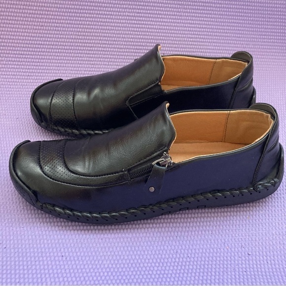 100% CAOUTCHOUC Sewn Black Leather Slip On Sport Driving Shoe Sz 43 men… - Picture 3 of 8